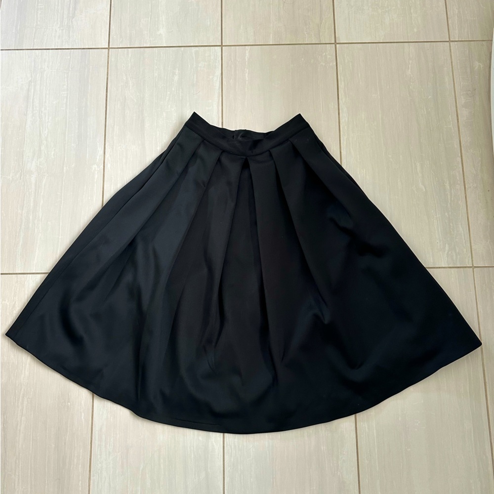 Full pleated satin midi skirt